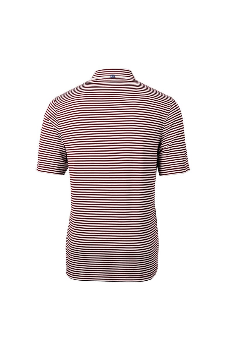 Cutter & Buck Men's Cutter & Buck  Burgundy Washington Commanders Helmet Virtue Eco Pique Stripe Recycled Polo, Alternate, color, Burgundy