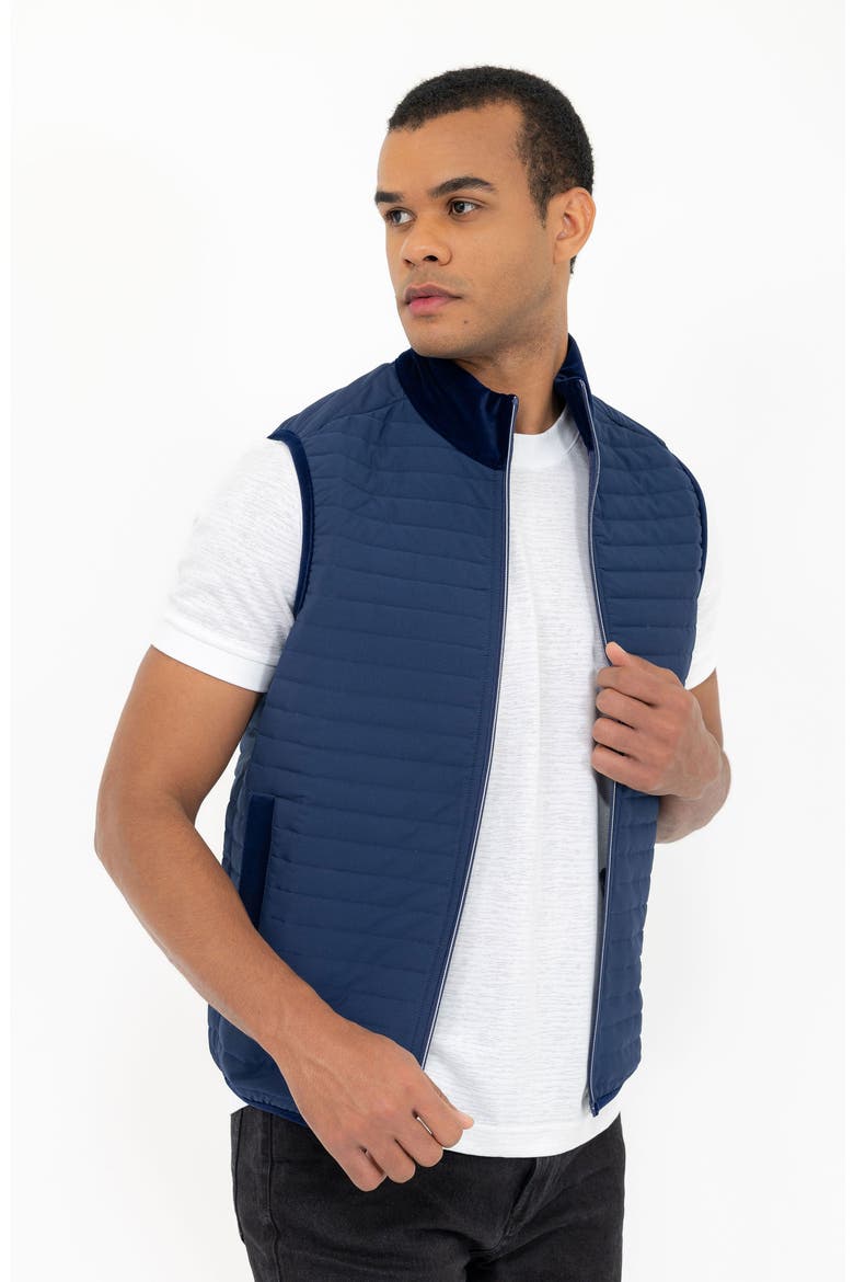 Channel Quilt Zip Vest, Alternate, color, NAVY