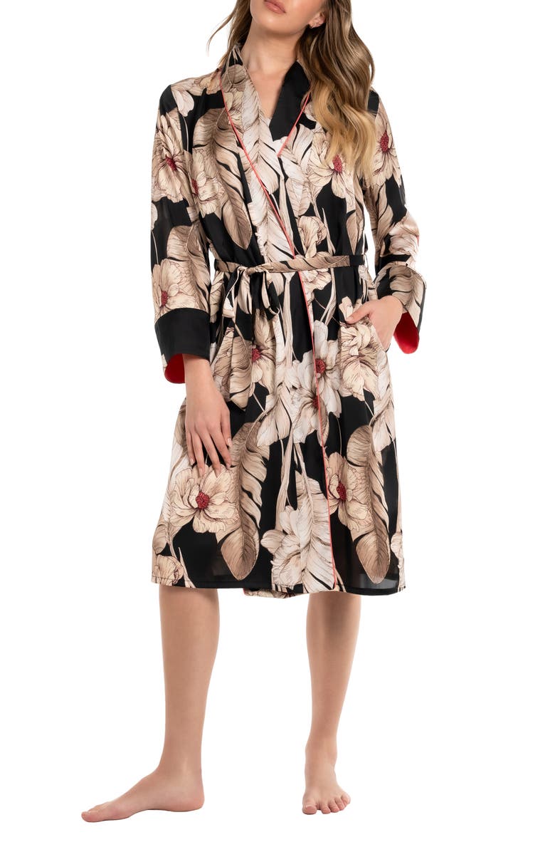 Midnight Bakery Floral Satin Wrap Robe | Nordstromrack