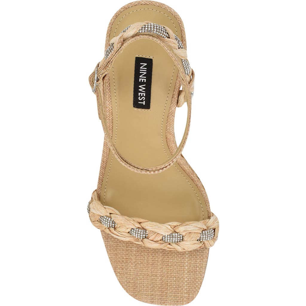 Nine West Women's Nashy Woven Embellished Wedge Sandals In Light Natural