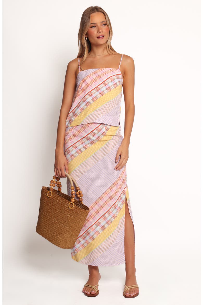 Riven Mixed Print Camisole & Maxi Skirt Set, Alternate, color, PINK PLAID