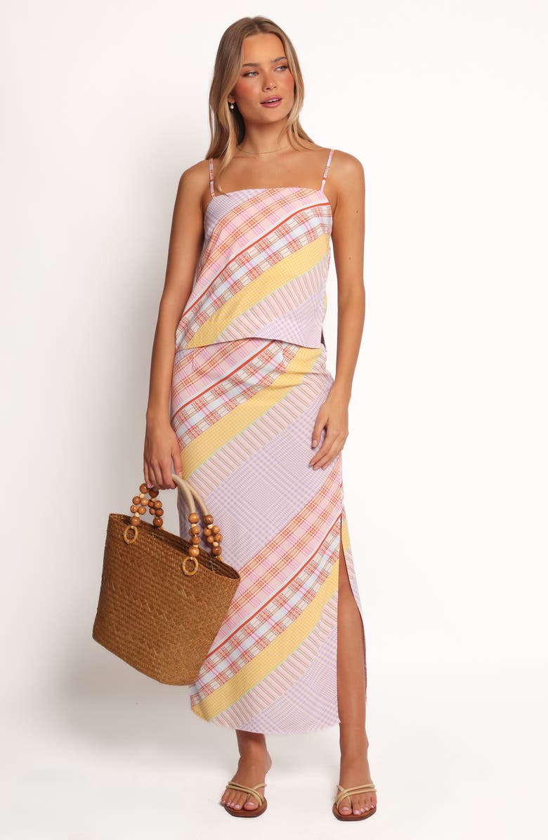 Petal & Pup Riven Mixed Print Camisole & Maxi Skirt Set, Alternate, color, Pink Plaid