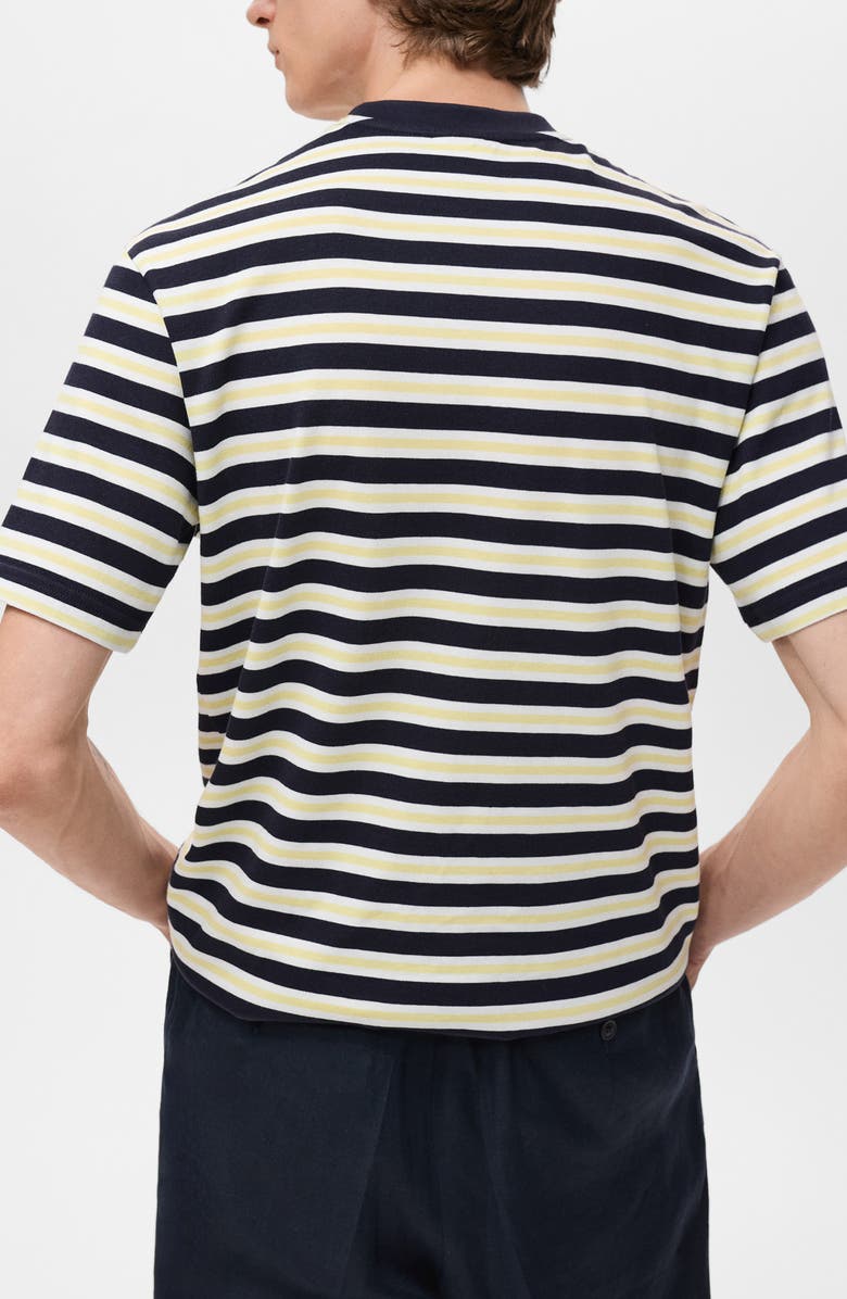 MANGO Regular Fit Stripe Cotton T-Shirt, Alternate, color, Navy