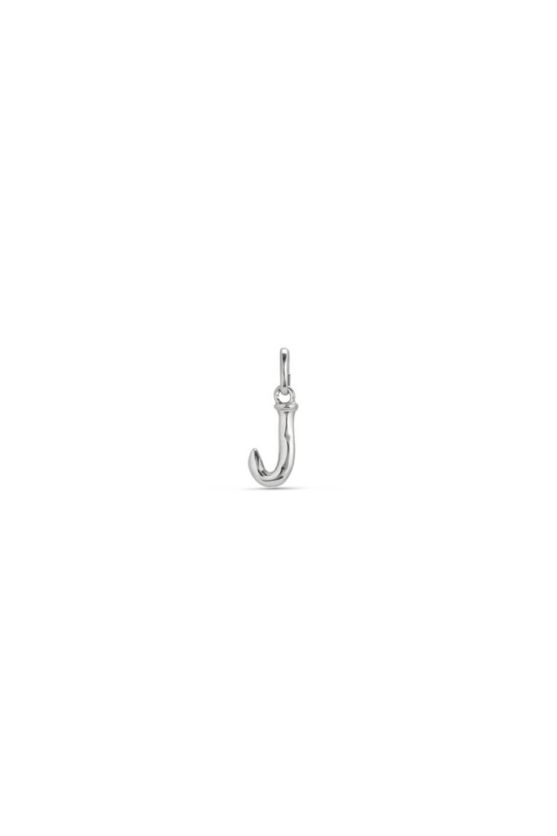 Sterling Silver-Plated Letter J Charm, Main, color, Silver