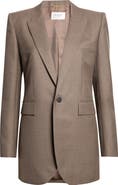 Saint Laurent One-Button Longline Wool Twill Blazer