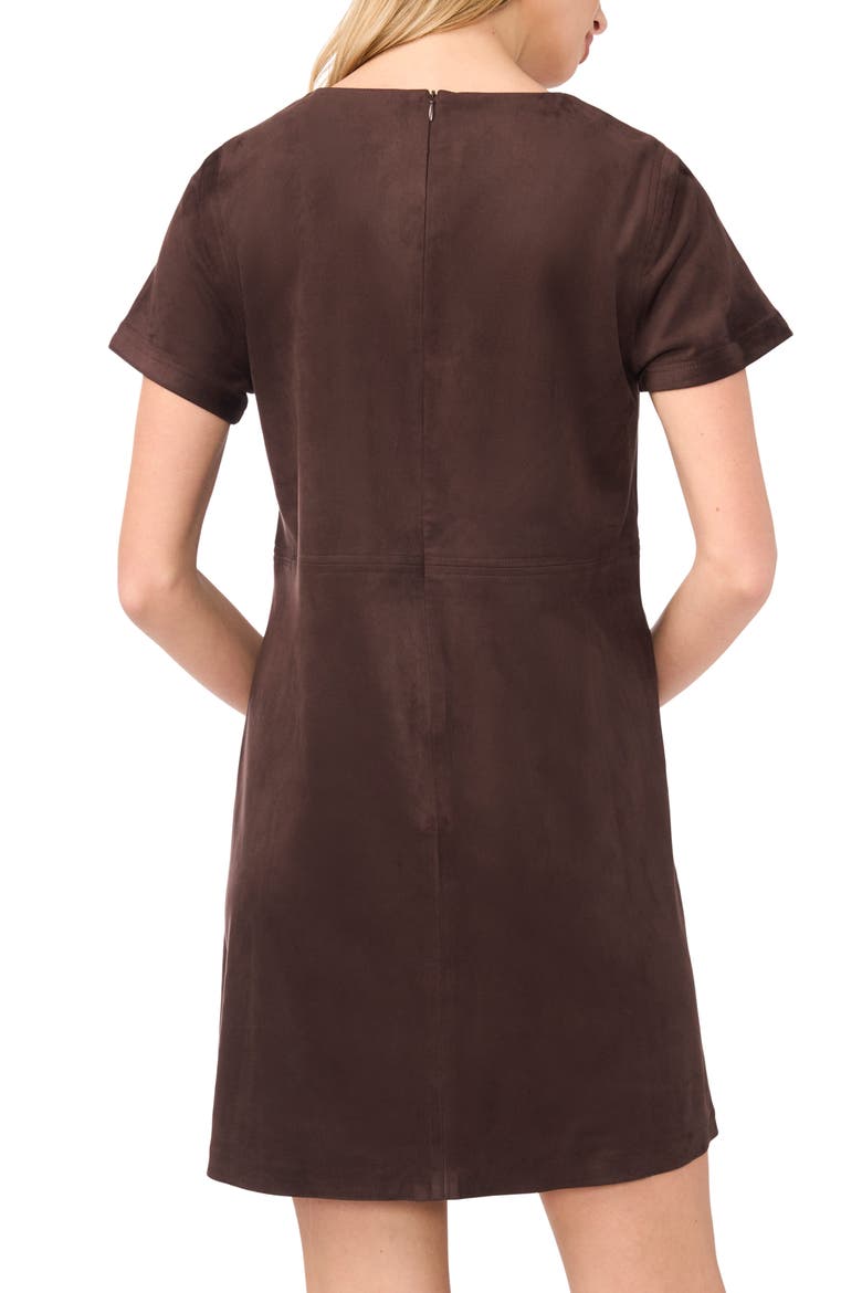 Faux Suede Paneled Shift Dress, Alternate, color, DARK ROAST