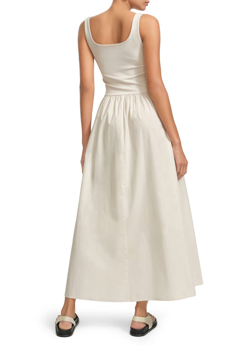 Clara Mixed Media Ponte & Cotton A-Line Dress, Alternate, color, CREAM