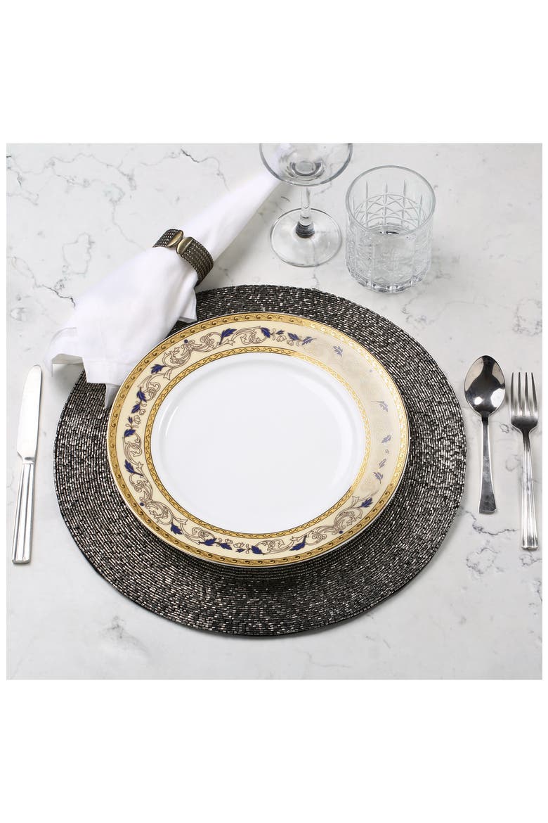 Jewel Beaded Placemat, Alternate, color, GUNMETAL