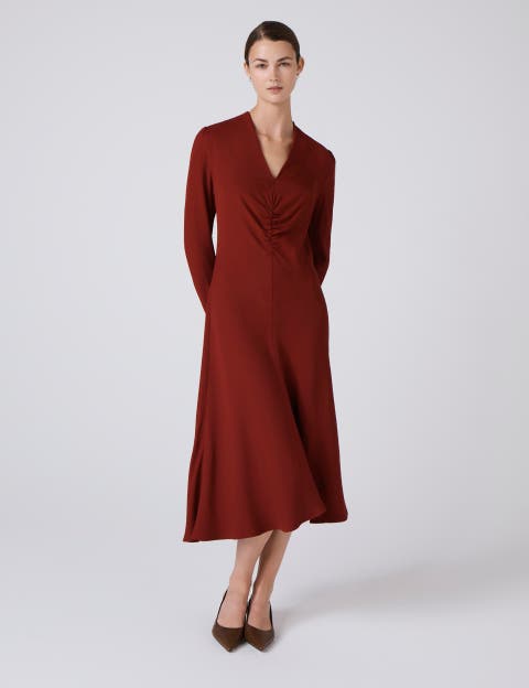 Cecelia Crepe V Neck Midi Dress