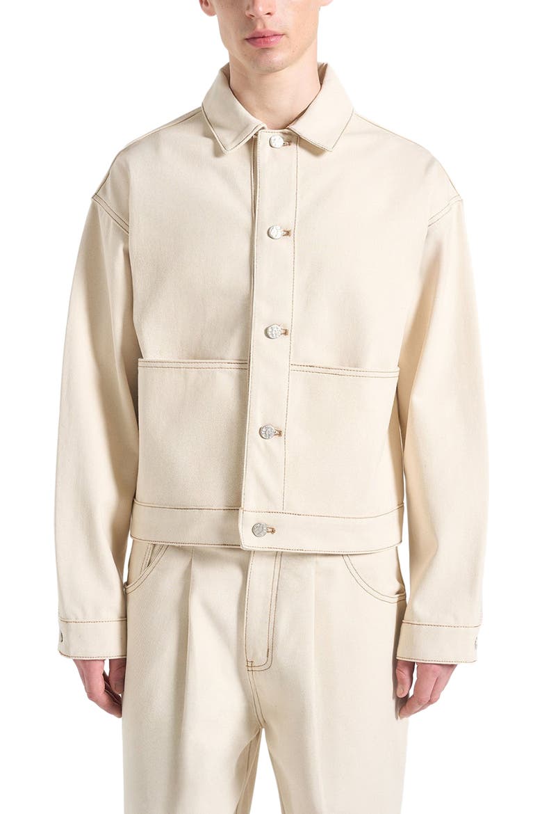 Damien Denim Jacket with Back Pleat, Alternate, color, Cream
