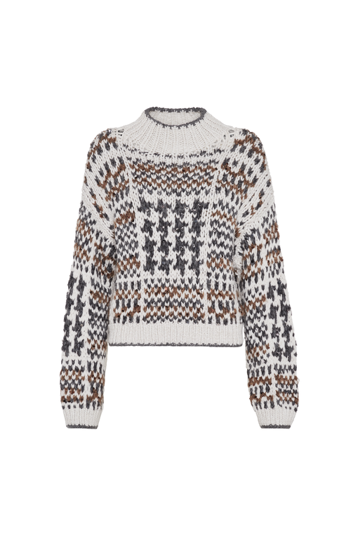 Brunello Cucinelli Sequin-embellished Patterned Sweater In Multi