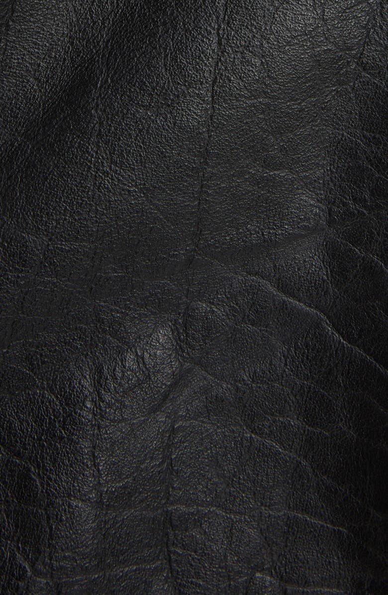 Balenciaga Fringe Detail Leather Biker Jacket, Alternate, color, 