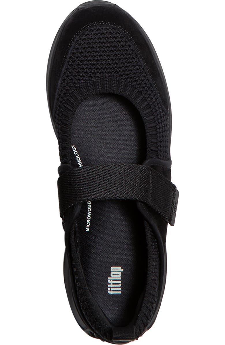 FitFlop F-Mode Flow Knit Mary Janes, Alternate, color, All Black