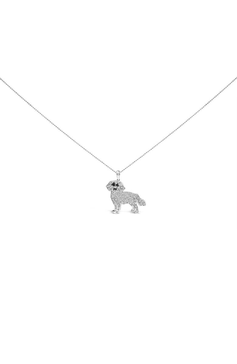Haus of Brilliance Silver 1/3 Cttw White and Black Diamond Labrador Retriever Dog Pendant Necklace, Alternate, color, White