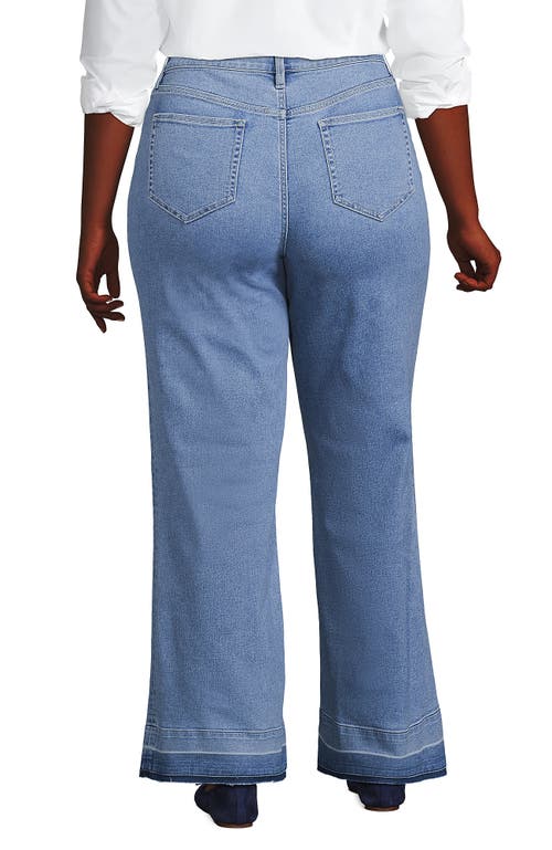 Lands' End Recover High Rise Wide Leg Blue Jeans In Hutton Blue Wash Released Hem