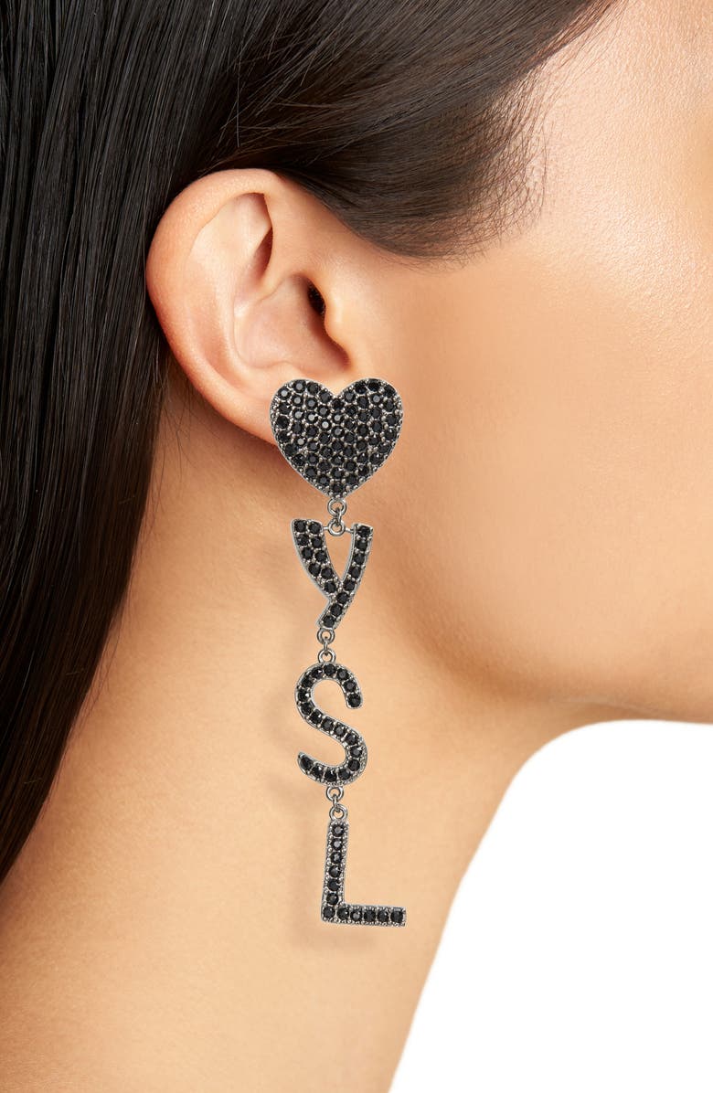 Saint Laurent Opyum YSL Heart Clip-On Earrings, Alternate, color, 