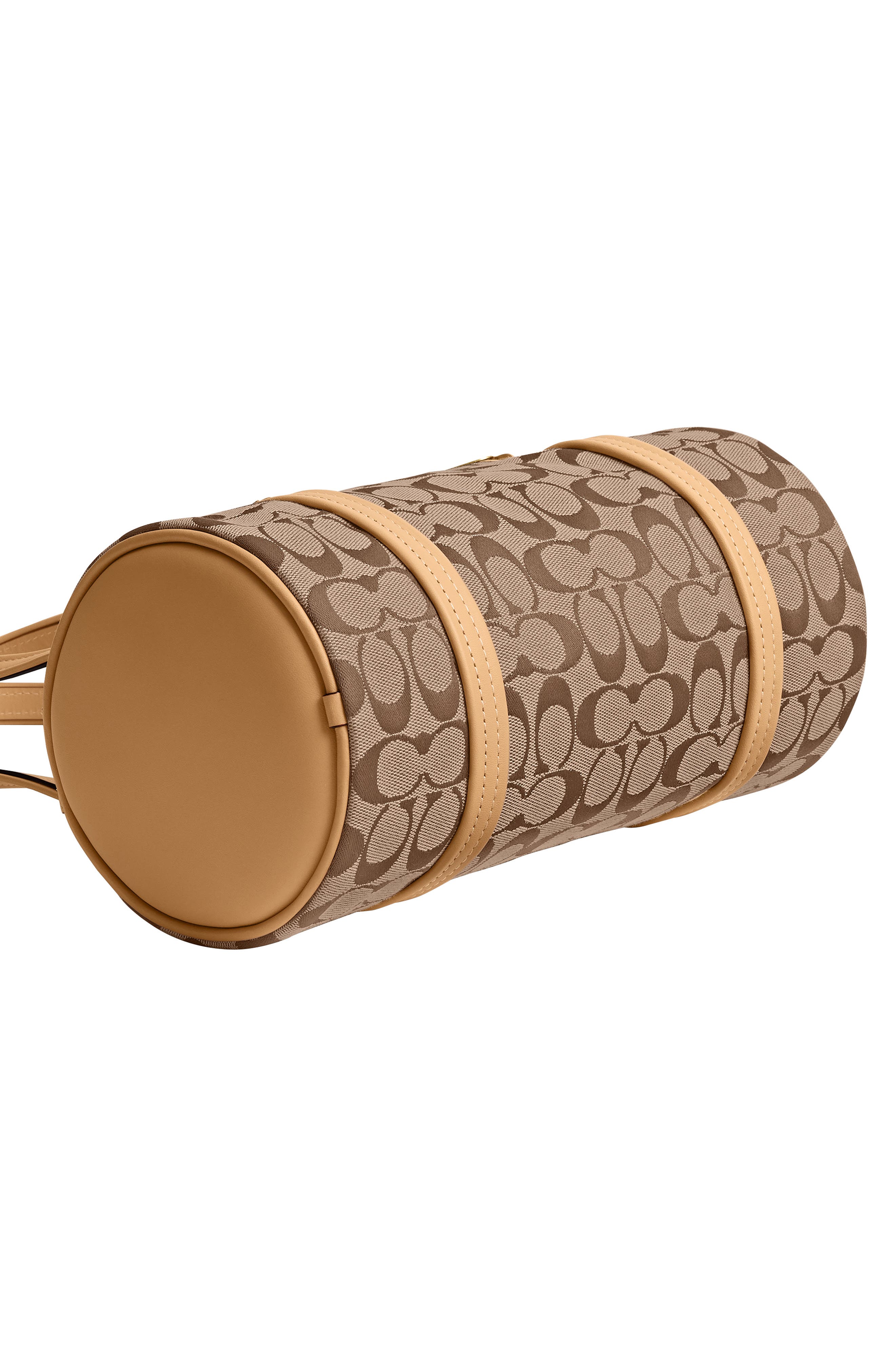 COACH Originals Kisslock Signature Jacquard Barrel Bag, Alternate, color, Khaki Light Peach