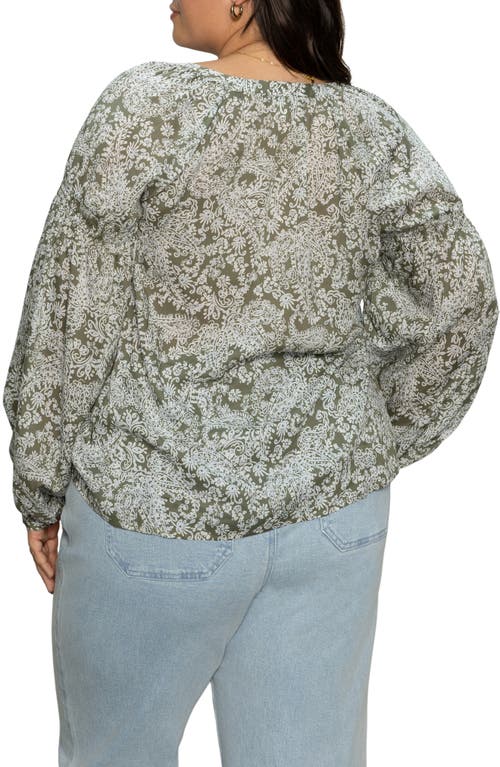 Sanctuary Sunday's Best Floral Print Top In Green