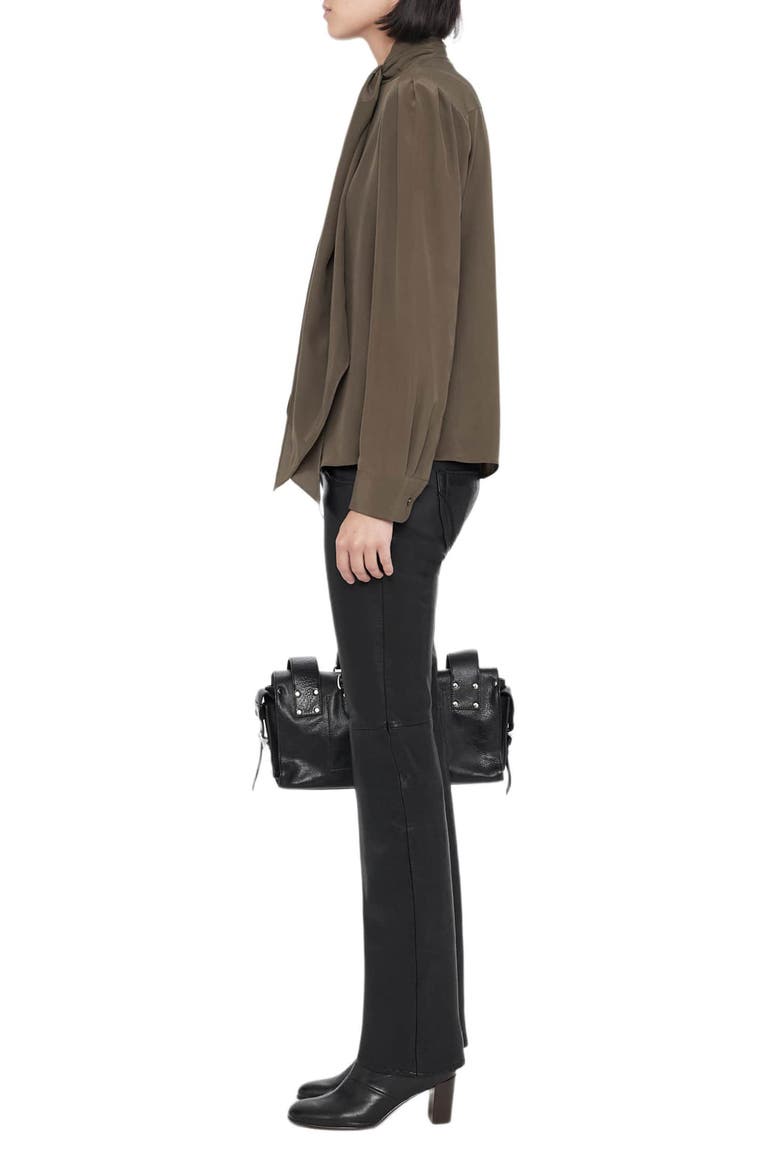 Iris Tie Neck Silk Shirt, Alternate, color, WASHED KHAKI