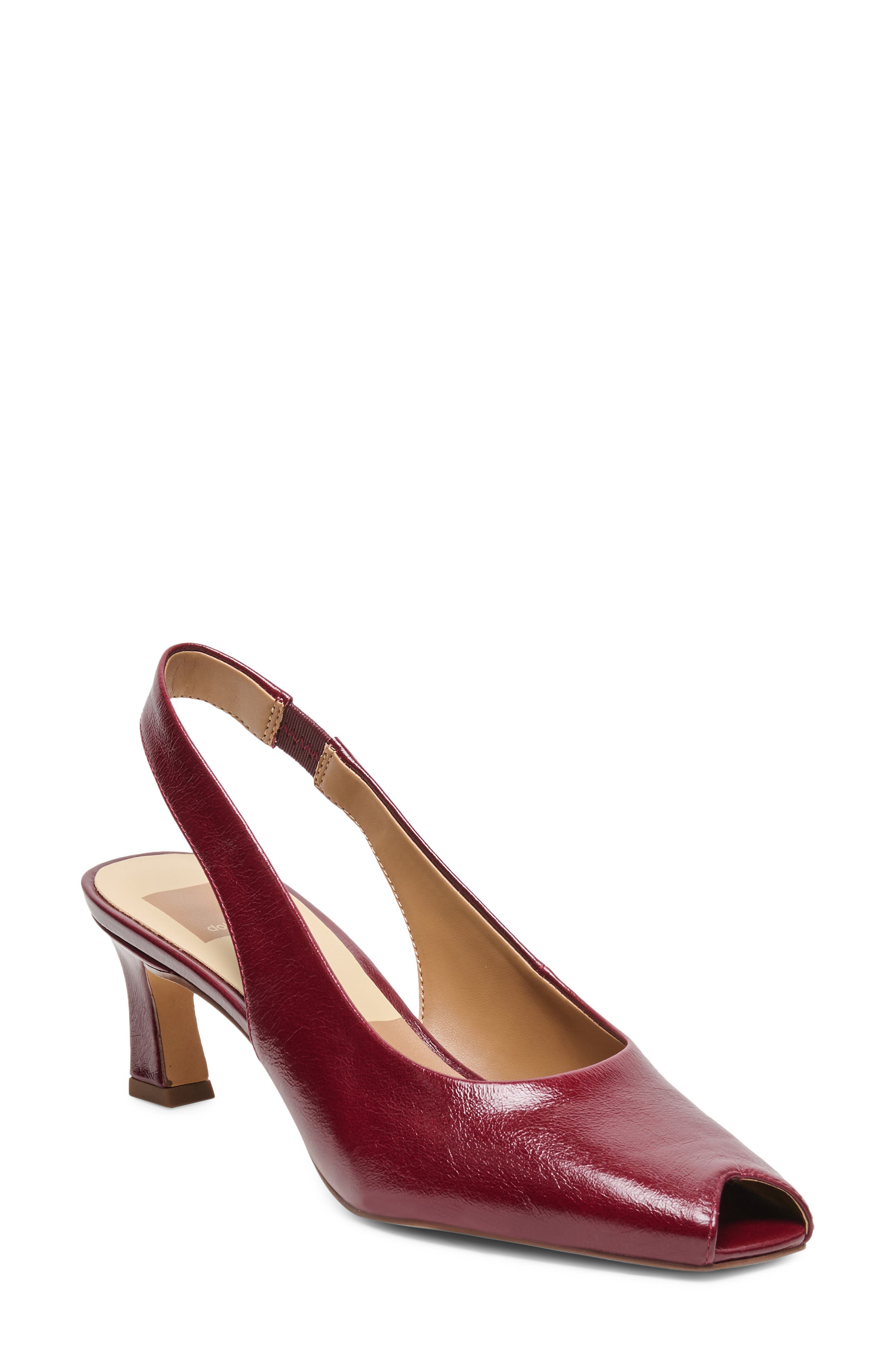 Anabel Peep Toe Slingback Pump, Main, color, OXBLOOD LEATHER