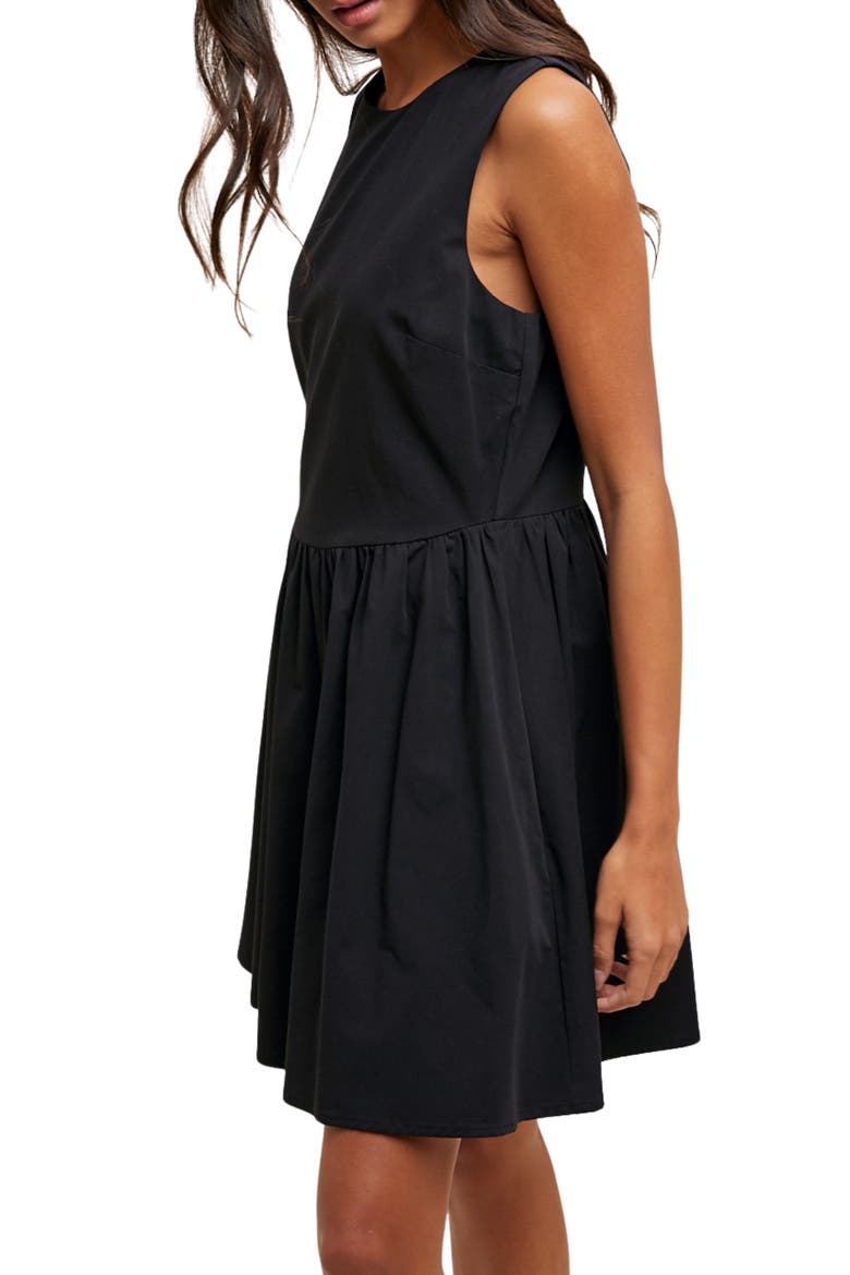 Fit & Flare Cotton Blend Minidress, Alternate, color, BLACK