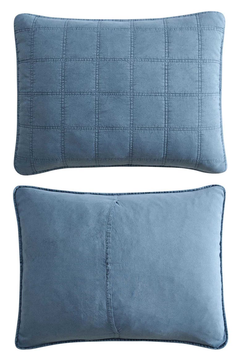 Stonewashed Solid Microfiber Quilt Set, Alternate, color, MEDIUM / DARK BLUE
