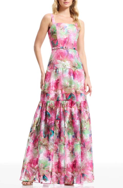 Tate Floral Jacquard Belted Dress