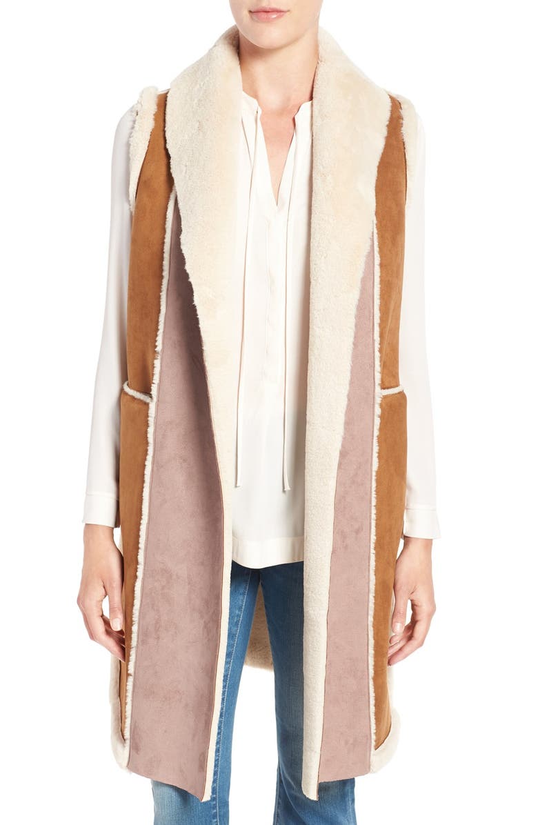 French Connection Long Faux Shearling Vest, Main, color, 