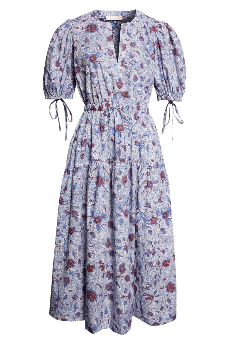 Adriana Floral Print Midi Dress, Alternate, color, GARDENIA