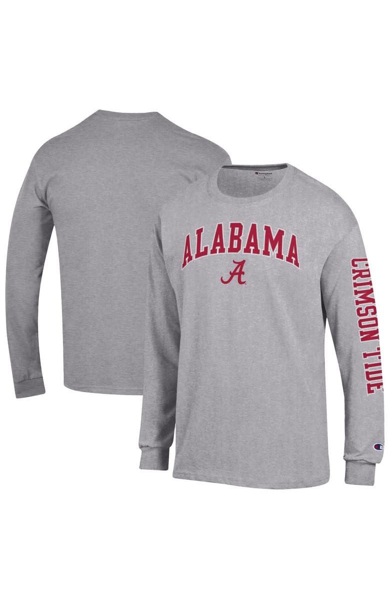 Champion Men's Champion Heather Gray Alabama Crimson Tide Arch Over Logo 2-Hit Long Sleeve T-Shirt, Main, color, Heather Gray