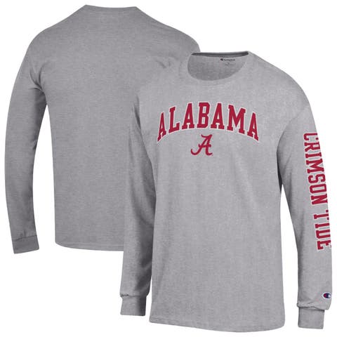 Men's Champion  Heather Gray Alabama Crimson Tide Arch Over Logo 2-Hit Long Sleeve T-Shirt