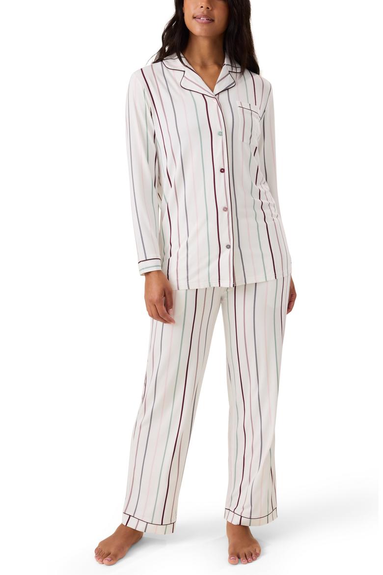 Clea Classic Long Sleeve Maternity & Nursing Pajama, Main, color, Classic Stripe