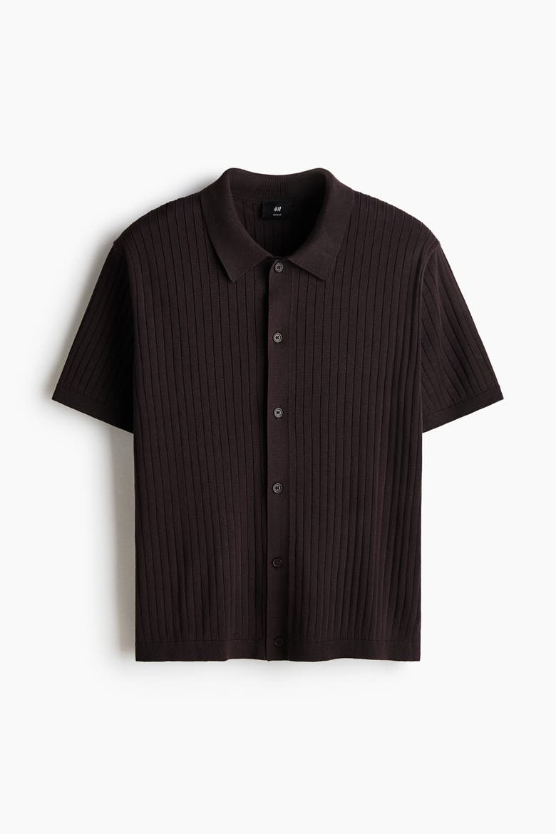 Regular Fit Rib-knit Shirt, Alternate, color, Dark brown