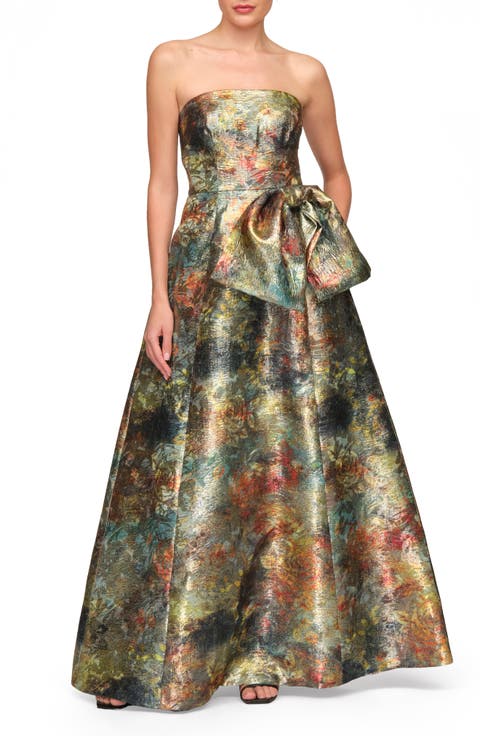 Mabel Strapless Jacquard Gown