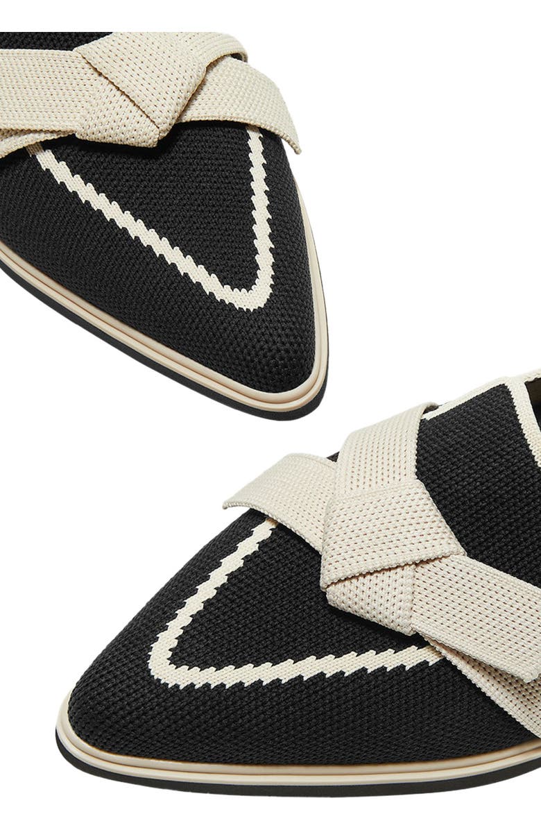 VIVAIA Water-Repellent Pointed-Toe Bow Loafers, Alternate, color, Black Ivory