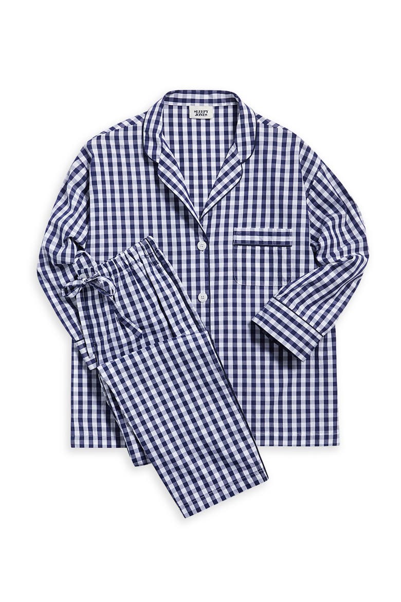 Marina Pajama Set, Alternate, color, Large Navy Gingham
