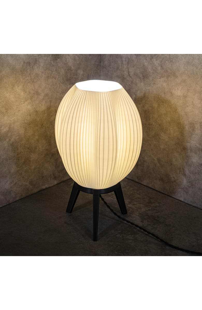 JONATHAN Y Wavy 16.5" Modern Contemporary Plant-Based PLA 3D Printed Dimmable LED Table Lamp, Alternate, color, White/Black