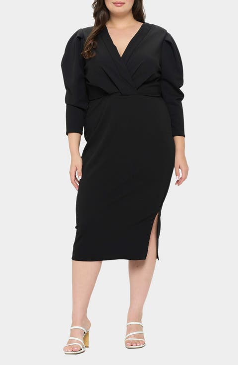 Boa Pleated Stretch Dress (Plus)