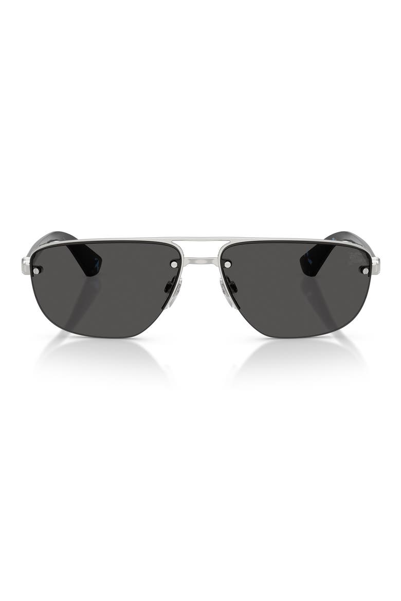 62mm Oversize Irregular Sunglasses, Main, color, SILVER / DARK GREY