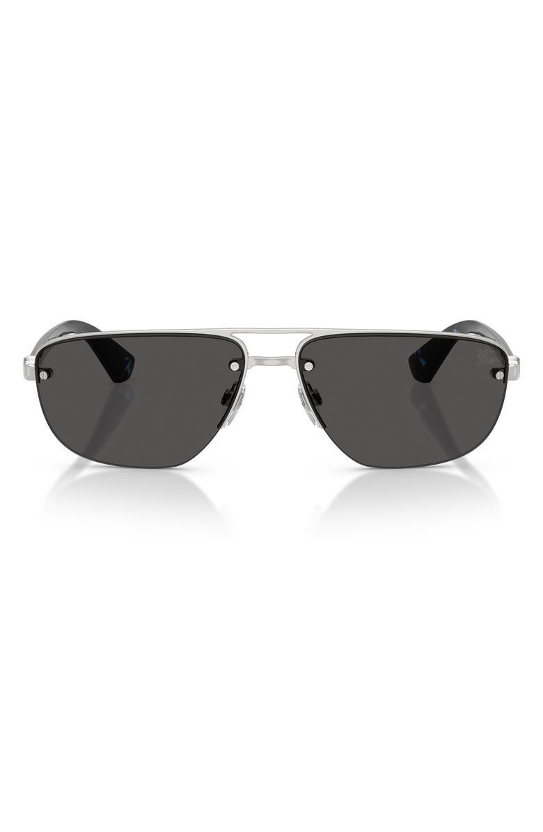 Burberry 62mm Oversize Irregular Sunglasses, Main, color, Silver / Dark Grey