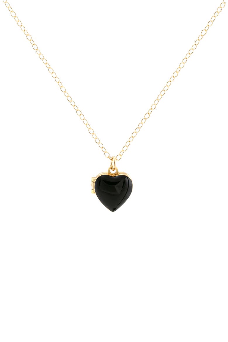 Enamel Heart Locket Necklace, Main, color, 18K GOLD VERMEIL / BLACK