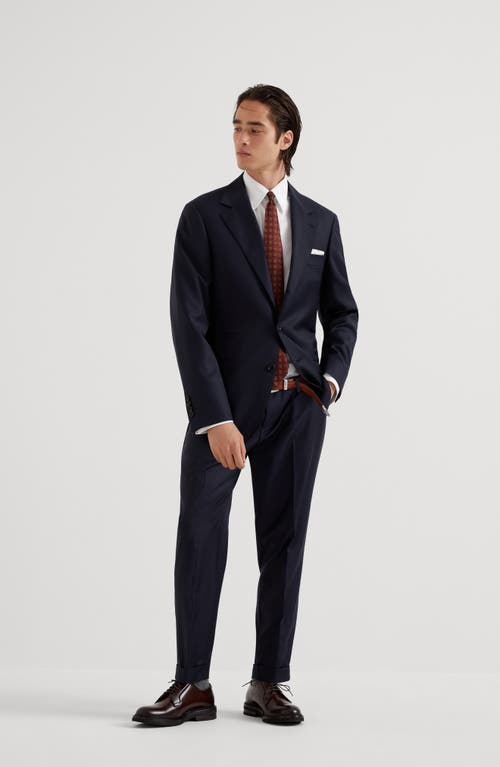 Brunello Cucinelli Trousers With Pleats In Navy Blue