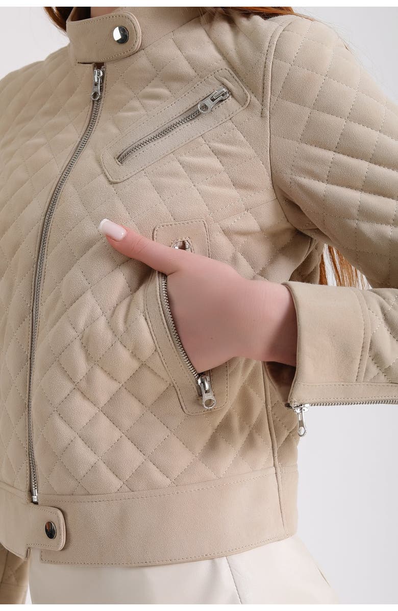 Furniq UK Lauren Suede Jacket, Alternate, color, Beige