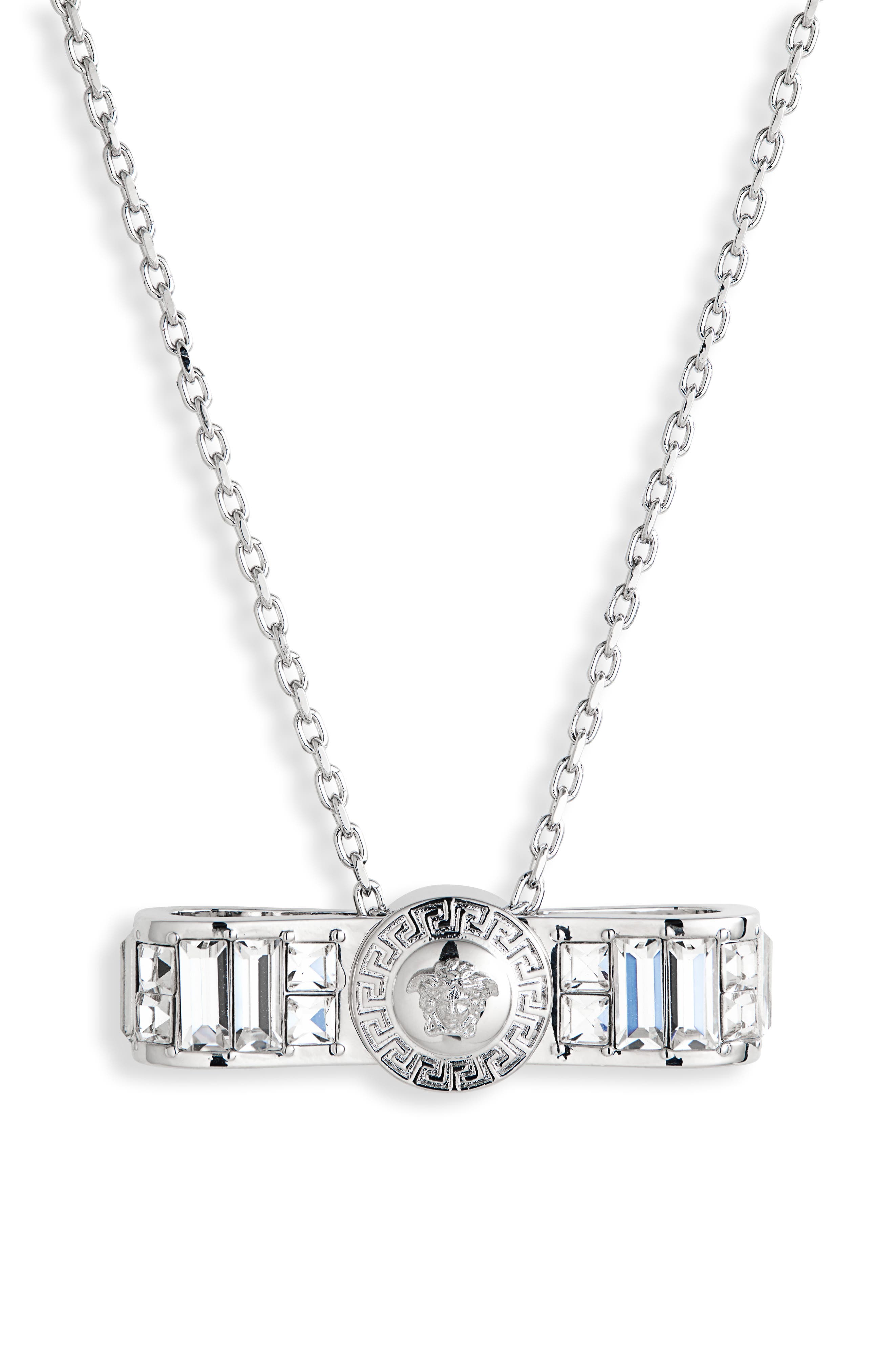 Versace Crystal Gianni Ribbon Pendant Necklace (Women) | Nordstromrack