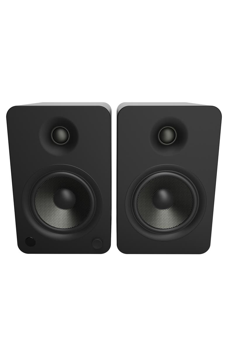 Kanto YU6 Powered Bookshelf Speakers with SE6 Elevated Desktop Speaker Stands, Alternate, color, Black