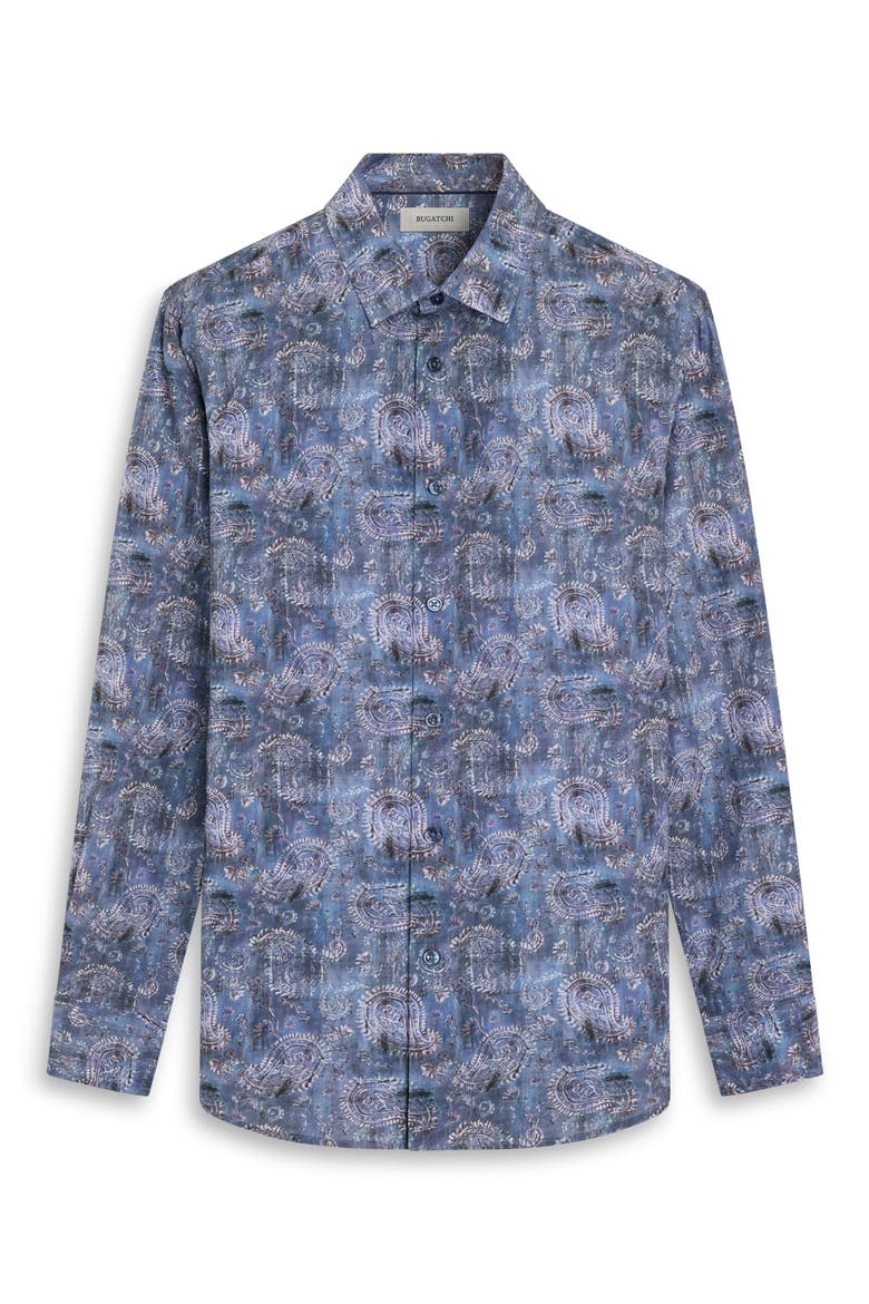 Julian Shaped Fit Paisley Button-Up Shirt, Alternate, color, STEEL
