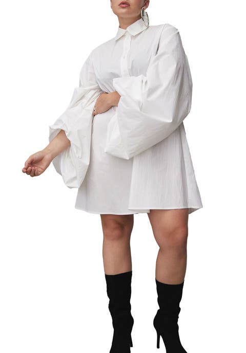 Shirred Sleeve Shirt Dress