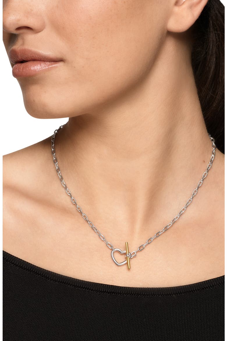 Madison® Heart Toggle Chain Necklace in Sterling Silver, 3mm, Alternate, color, SILVER