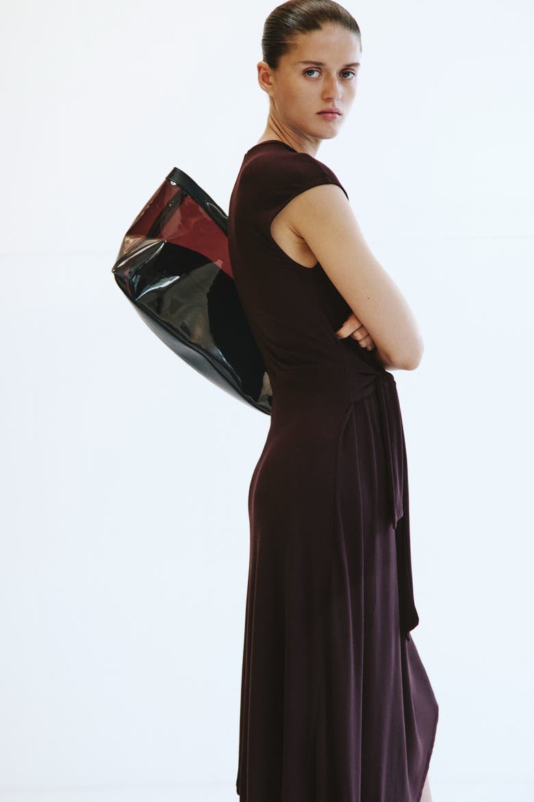 Asymmetric Tie-detail Dress, Alternate, color, Dark plum purple