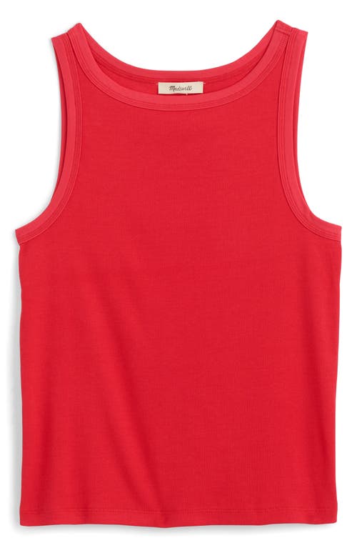 Madewell High Neck Cotton Tank In Cerise